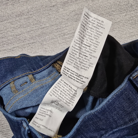 Spanx Cropped Wide Leg Jeans Sz XL Washed Blue Pull-On Patch Pockets Stretch NWT - Picture 8 of 11